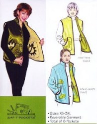 2003 ROCHELLE'S REVERSIBLE SAF-T-POCKETS TRAVEL JACKET, VEST PATTERN UNCUT XS-3XL